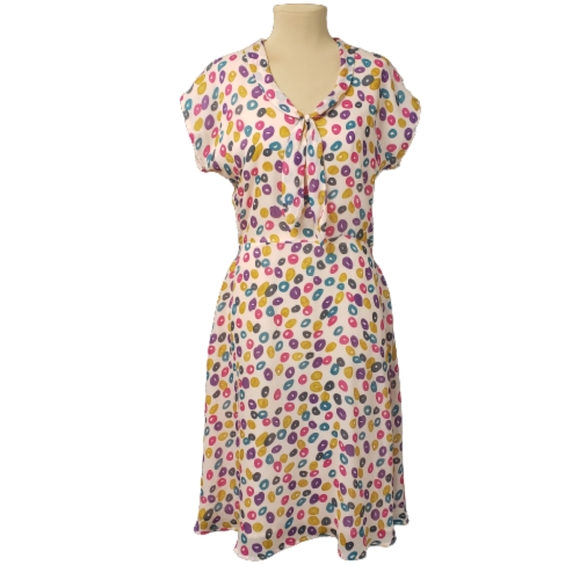 SOLD Bettie Page by TATYANA Retro Inspired Donut Circle Printed Dress Sz M - Picture 2 of 7